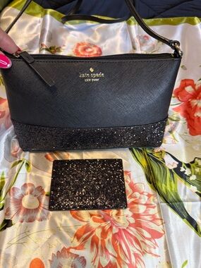 Kate Spade New York Greta Court Ramey Crossbody Bag + Glitter Card Holder Bundle